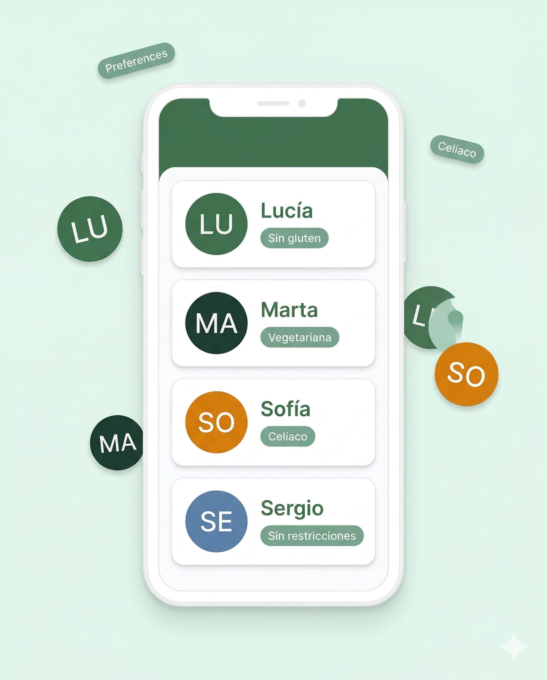 Pantalla de configuración del menú semanal en DonIA