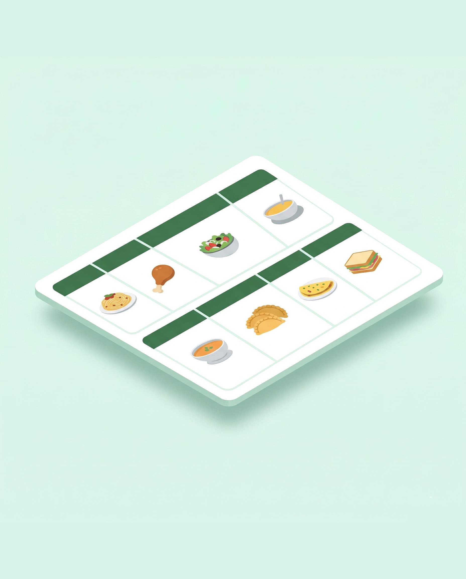 Pantalla de configuración del menú semanal en DonIA