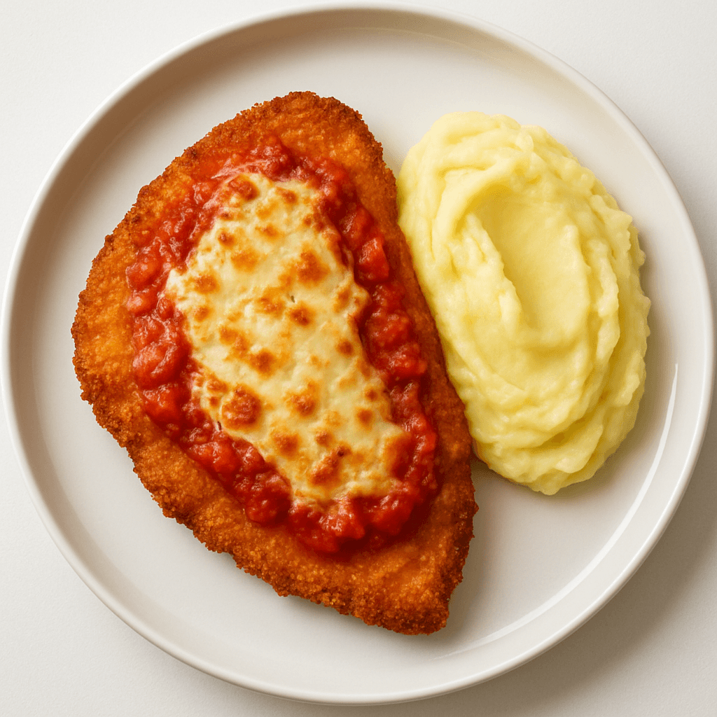 Foto de Milanesas napolitanas de pollo con puré de batata