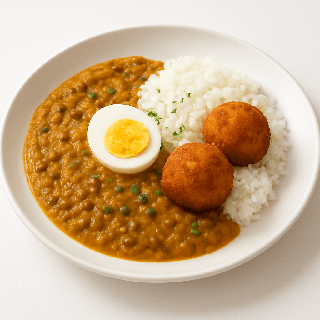 Foto de Puré de lentejas con calabaza y croquetas de arroz
