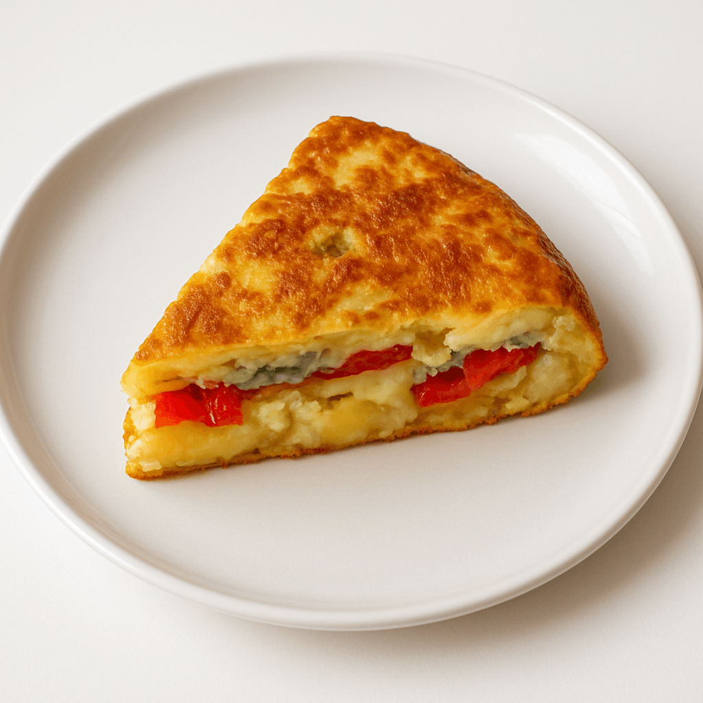 Foto de Tortilla de papa rellena con morrón y queso